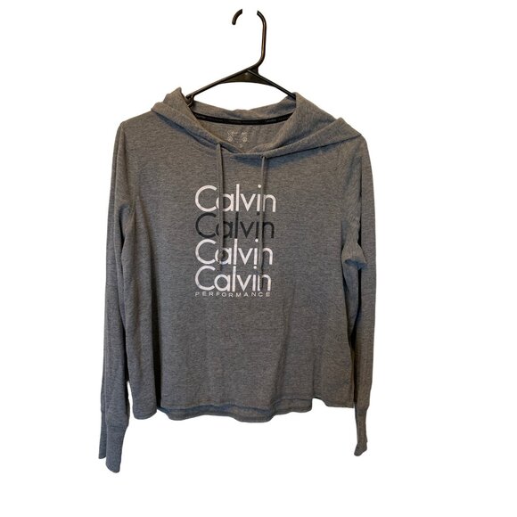 🍒 2/$20 🍒 Gray Hooded Thin Calvin Klein Performance Pullover sz M - Picture 1 of 6